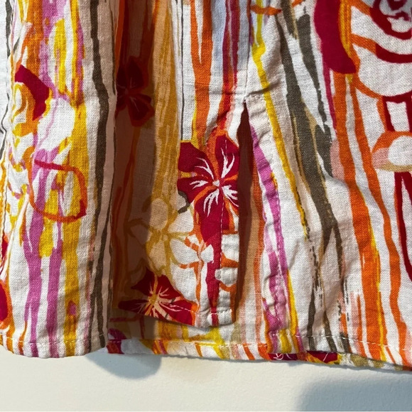 CORAL BAY Striped Beachy Linen Blend Button Down Blouse - Picture 6 of 10